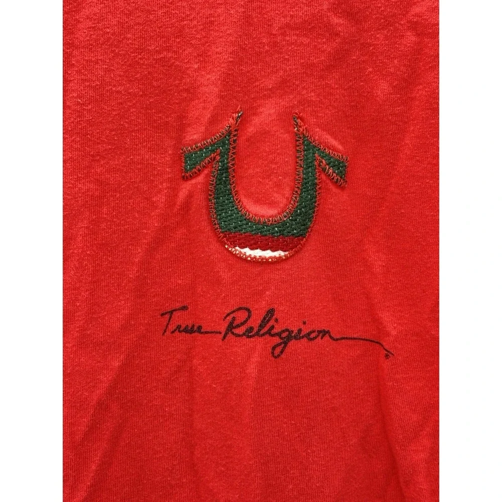 True Religion Red Logo Tee Shirt Men's Medium USA Y2K Streetwear Graphic